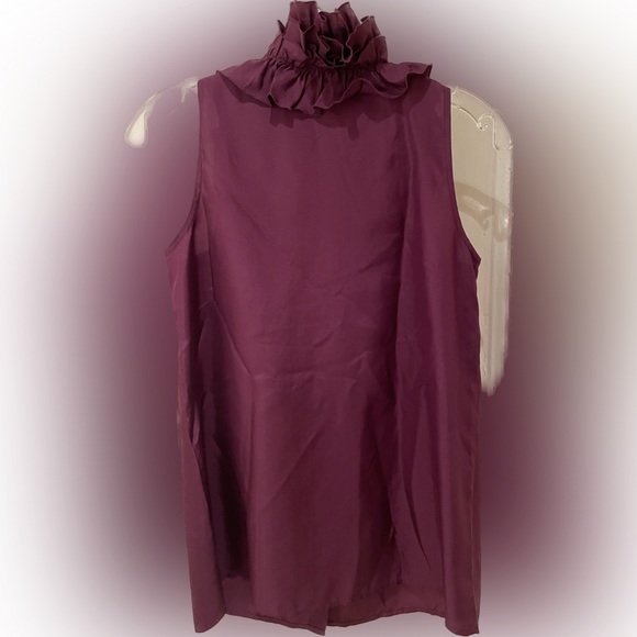 J Crew sleeveless silk blouse with ruffled collar - Picture 2 of 3